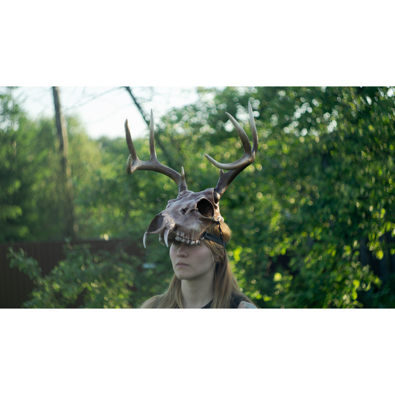 Deer Skull Mask Antler Mask Realistic Skull Mask Tribal Headpiece Headpiece Skull Ritual Mask Pagan Headdress Sku 3