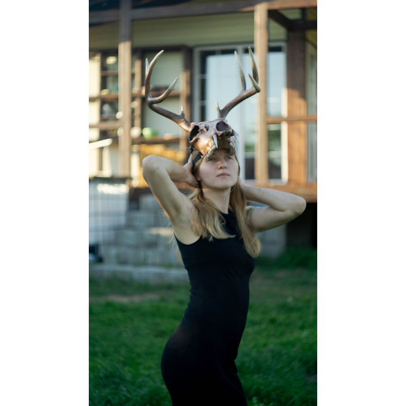 Deer Skull Mask Antler Mask Realistic Skull Mask Tribal Headpiece Headpiece Skull Ritual Mask Pagan Headdress Sku 5
