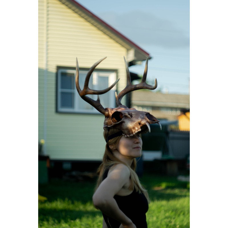 Deer Skull Mask Antler Mask Realistic Skull Mask Tribal Headpiece Headpiece Skull Ritual Mask Pagan Headdress Sku 6