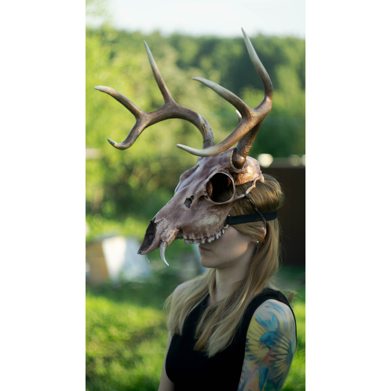 Deer Skull Mask Antler Mask Realistic Skull Mask Tribal Headpiece Headpiece Skull Ritual Mask Pagan Headdress Sku 0