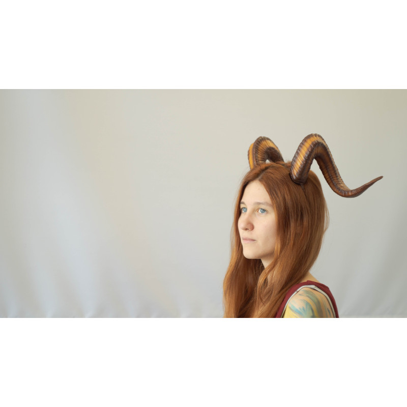 Demon Horns Headband Twisted Ram Horns Headpiece For Halloween Or Photoshoot Realistic Fantasy Cosplay Horns 3