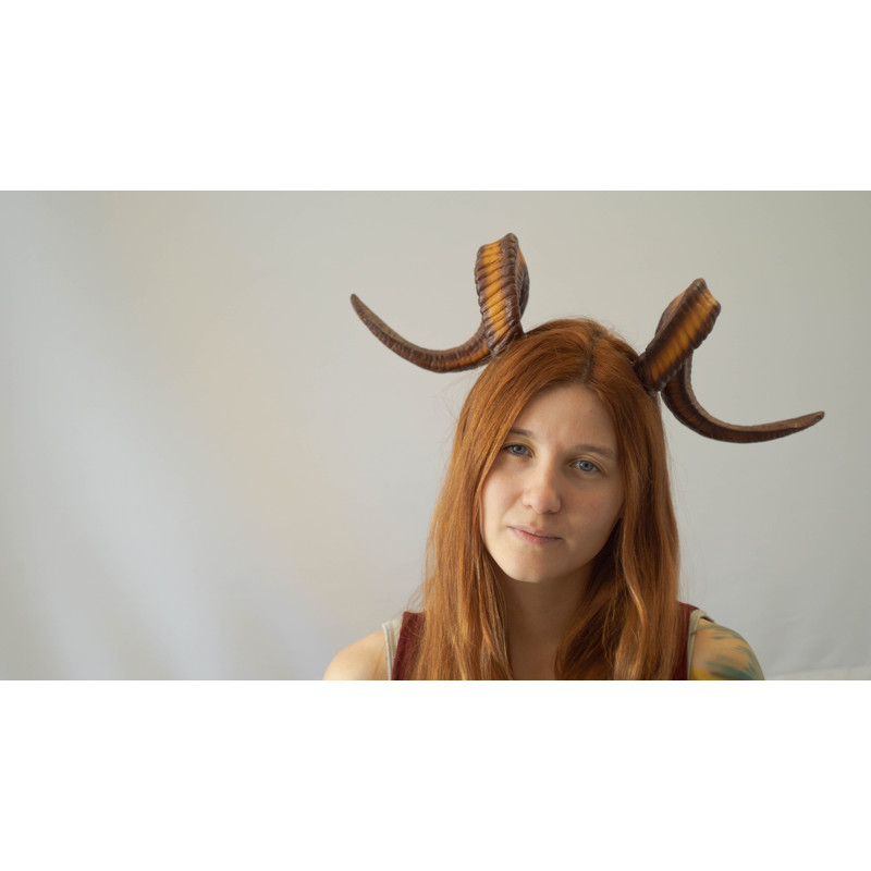 Demon Horns Headband Twisted Ram Horns Headpiece For Halloween Or Photoshoot Realistic Fantasy Cosplay Horns 0