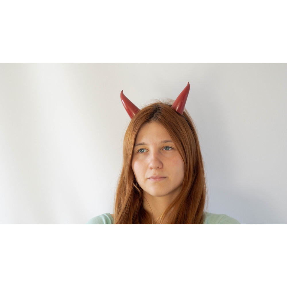 Red Devil Horns Lightweight 3d Printed Headset Accessories Realistic Fantasy Cosplay Red Demon Horn 8