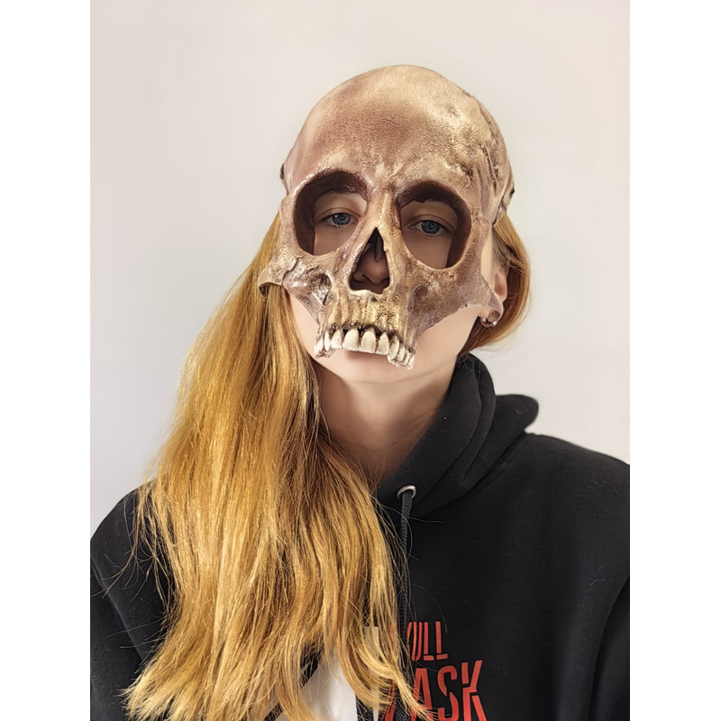 Human Skull Mask Full Face With Realistic Teeth Handmade SFX Ivory Ritual Skull Mask Monster Mask C 0