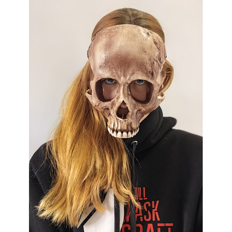 Human Skull Mask Full Face With Realistic Teeth Handmade SFX Ivory Ritual Skull Mask Monster Mask C 9