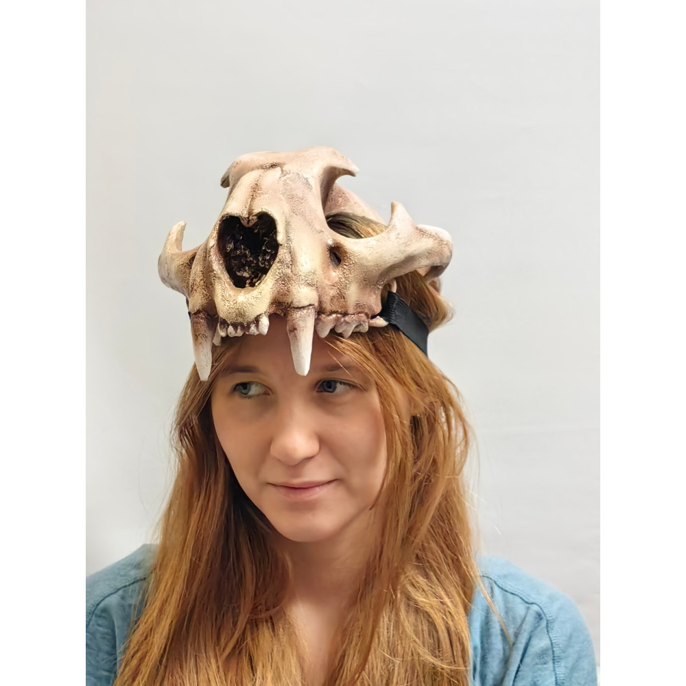 Lynx Skull Crown Cat Skull Helmet Realistic Animal Skull On Head Tribal Headpiece Headpiece Sku 1
