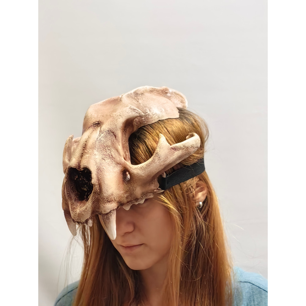Lynx Skull Crown Cat Skull Helmet Realistic Animal Skull On Head Tribal Headpiece Headpiece Sku 3