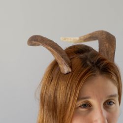 tiefling horns, brown devil horns, dragon horns, glow in the dark accessories, horns headband, fantasy cosplay horns for