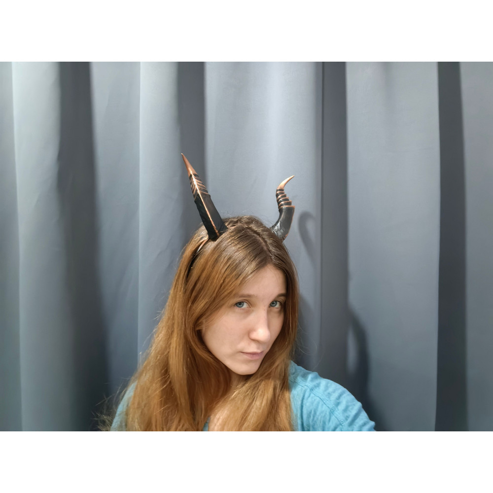 Dragon Horns Aged Copper Devil Horns Dragon Horns Horns Headband Fantasy Cosplay Horns For Hallowee 2