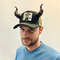 Baseball Cap With Devil Horns With Black And Red Bull Horns For Halloween Photoshoot Realistic Fant 2
