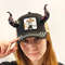 Baseball Cap With Devil Horns With Black And Red Bull Horns For Halloween Photoshoot Realistic Fant 5