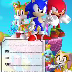 sonic birthday invitation,digital invitation,party invite,empty template,fill in birthday invite no 3