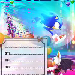 sonic birthday invitation,digital invitation,party invite,empty template,fill in birthday invite no 10