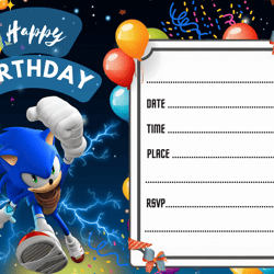 sonic birthday invitation,digital invitation,party invite,empty template,fill in birthday invite no 2