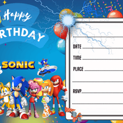 sonic birthday invitation,digital invitation,party invite,sonic the hedgehog invite,kids invitation sonic,no 5
