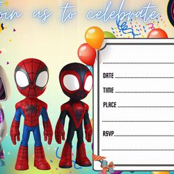 spidey birthday invitation download for print,party invite, invitation card,invitation template ,no 9