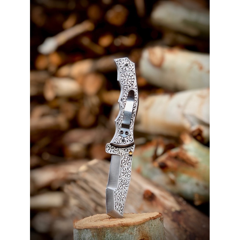 Folding Knife Hand Engraved D2 Steel Pocket Knife Camping Knife Handmade Hunting Knife Best Gifts F 0