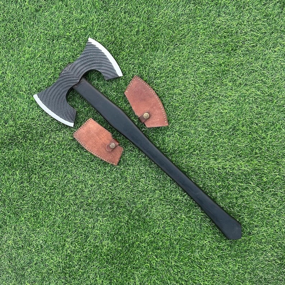 Hand Forged Double Headed Bearded Axe Viking Throwing Axe Engraved DoubleHeaded Viking Axe Gift For 2