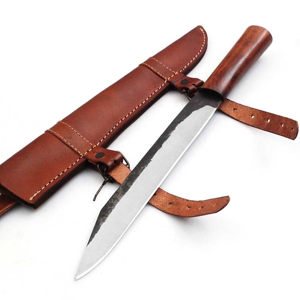 Medieval Work Knife Celtic Viking Hardwood Leather Sheath Sax Style MAQ1792 0