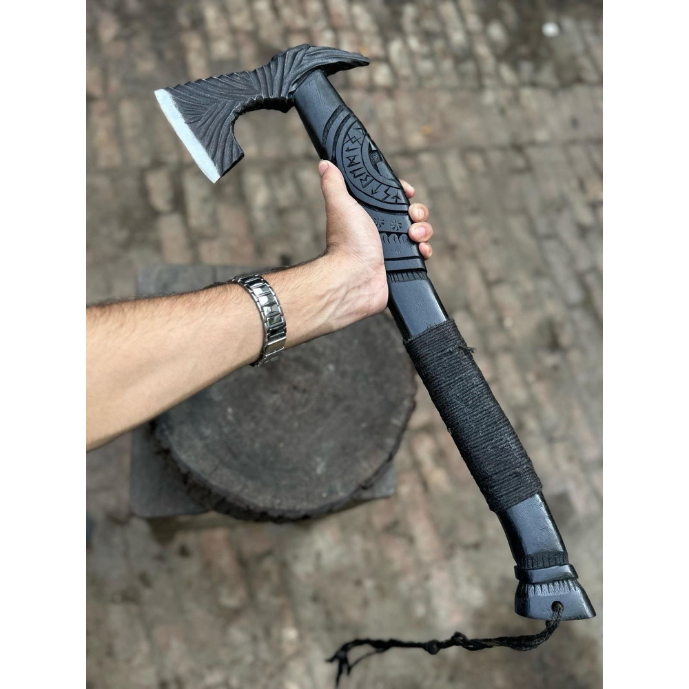 Black Viking Axe  Custom Axe  Wooden Axe Gift For Father Gift  Am Blades 0