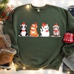cute cat christmas sweatshirt, cat lover gift for christmas, womens christmas sweatshirt, holiday sweatshirt, cat mom sh