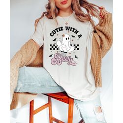 cute with a booty shirt, in booty shirt, funny halloween crewneck, women's halloween shirt, spooky season shirt