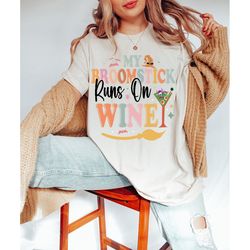 halloween shirts, my broomstick runs on wine shirt, halloween women shirt, matching halloween shirt, funny witch shirt,