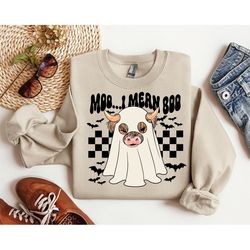 moo i mean boo sweatshirt, halloween highland cow shirt, happy halloween shirt, halloween gifts, spooky cow shirt, spook