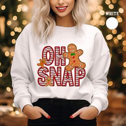 oh snap gingerbread sweatshirt, christmas shirt, christmas cookie t-shirt, sparkly christmas crewneck, funny christmas t