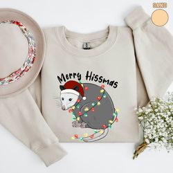 opossum sweatshirt, opossum lover shirt, ugly christmas sweater, funny animals possum sweatshirt, merry hissmas opossum