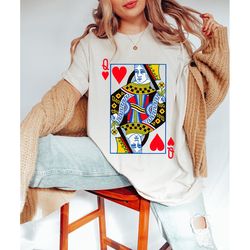 queen of hearts graphic tee shirt for women oversized style women's t-shirt vintage feminist tee playing cards tshirt