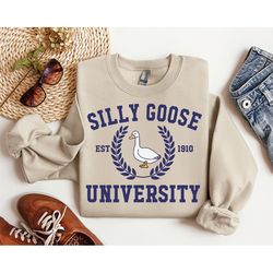 silly goose university crewneck sweatshirt, unisex silly goose university shirt, funny men's sweatshirt, funny gift for