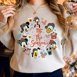 tis the season sweatshirt, disney christmas sweatshirt, christmas tree, mickey minnie christmas sweatshirt,santa christm