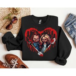 valentine vibes horror chucky sweatshirt, horror valentine sweatshirt, spooky valentine shirt, checkered valentines day