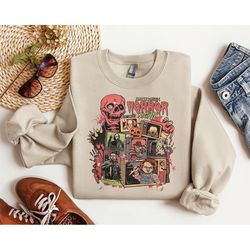 vintage halloween horror movie sweatshirt, scream sweatshirt, michael myers halloween sweatshirt, halloween horror movie