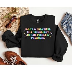 what a beautiful day to respect other people's pronouns hoodie,gay rights hoodie,human rights hoodie,equality hoodie,lgb