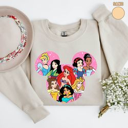 disney princess sweatshirt, beautiful princess sweatshirt, disney holiday sweater, princess characters sweat, retro prin