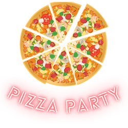 pizza party neon big pizza 8 slices of pizza