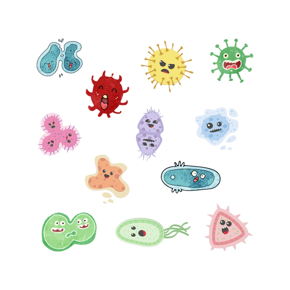 Cute Microbes Bacteria, Virus, Ecoli MicroBiology Seamless PatternPack. (1).png