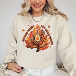 autumn leaves and hippie sleeves sweatshirt, fall vibes sweatshirt, retro halloween crewneck, retro fall sweatshirt, aut