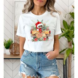 boho christmas owl shirt - cute owl in santa hat & red boots shirt - merry christmas to all shirt - vintage truck shirt