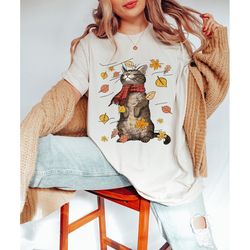 cats autumn fall shirt, funny thanksgiving shirt, cat lovers shirt, cat fall leaves tree shirt, fall lover shirt