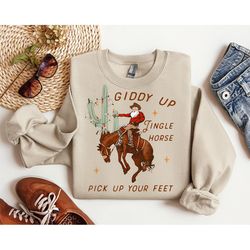 cowboy christmas sweater, giddy up jingle horse pick up your feet, howdy country christmas horse, cowgirl shirt, christm