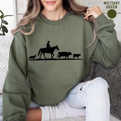 cowboy riding western sweatshirt, cowboy roping hoodie, american western sweatshirt, rodeo gift shirt, country girl swea