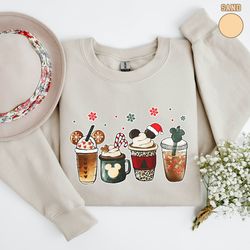 cute disney mickey minnie pluto christmas coffee t-shirt sweatshirt, disney christmas coffee shirts, cute christmas shir