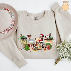 cute disney mickey minnie pluto christmas coffee t-shirt sweatshirt, disney christmas coffee shirts, cute christmas shir