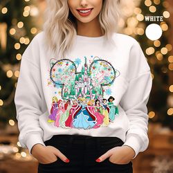 disney princess christmas sweatshirt, disney princess christmas tree girl trip shirt, princess birthday girl party outfi