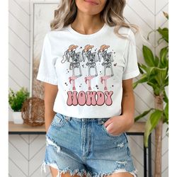 howdy cowboy tee, skeleton cowboy tee, dancing skeleton tee, boho tee, vintage inspired cotton t-shirt, unisex tee, comf