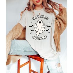 spook around and find out shirt, halloween ghost shirt, witch shirt, retro fall shirt, spooky season shirt, ghost, middl