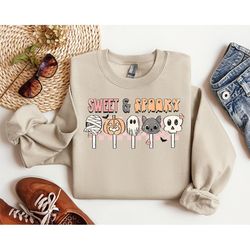 sweet and spooky sweatshirt, halloween sweatshirt, trick and treat sweatshirt, ghost halloween hoodie, cute halloween sh